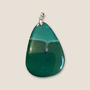 Large Green Agate Stone Pendant